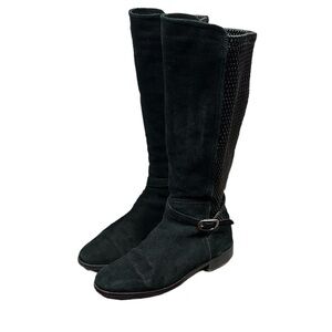 Fabianelli Made in Italy Black Suede Leather Riding Boots Size 38